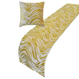Yellow Whirls - Jacquard Yellow & Grey Decorative Bed Runner and Cushion Cover