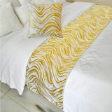 Yellow Whirls Decorative Bed Runner and Cushion Cover