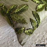 Leafy Days - Green Art Silk Throw Cushion Cover
