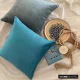 Velvet Sea Jules - Sea Blue Velvet Throw Pillow Cover