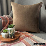 Velvet Choco Jules - Brown Velvet Throw Cushion Cover