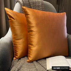Orange Satin Throw Pillow Cover - Orange Slub Satin