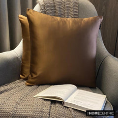 Brown Satin Throw Pillow Cover - Brown Slub Satin