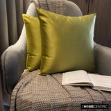 Chartreuse Slub Satin - Chartreuse Satin Throw Pillow Cover