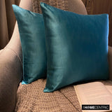 Turquoise Slub Satin - Turquoise Satin Throw Pillow Cover