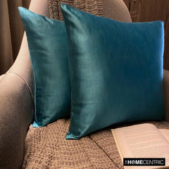 Turquoise Satin Throw Pillow Cover - Turquoise Slub Satin