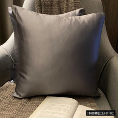 Silver Satin Throw Pillow Cover - Silver Gray Slub Satin
