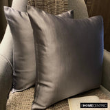 Silver Gray Slub Satin - Silver Satin Throw Pillow Cover