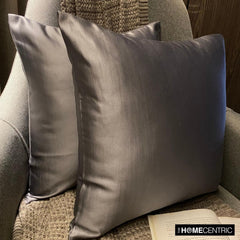 Silver Satin Throw Pillow Cover - Silver Gray Slub Satin