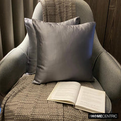 Silver Satin Throw Pillow Cover - Silver Gray Slub Satin