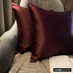 Wine & Purple Satin Throw Pillow Cover - Wine Slub Satin