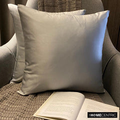 Light Gray Satin Throw Pillow Cover - Light Gray Slub Satin