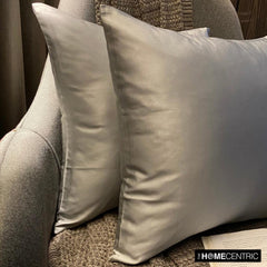 Light Gray Satin Throw Pillow Cover - Light Gray Slub Satin