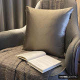 Taupe Gray Slub Satin - Taupe Satin Throw Pillow Cover
