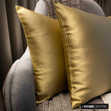 Light Gold Slub Satin - Light Gold Satin Throw Cushion Cover