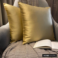 Light Gold Satin Throw Pillow Cover - Light Gold Slub Satin