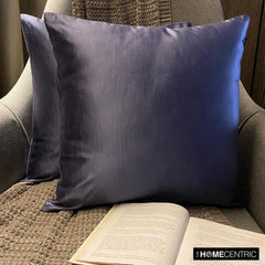 Blue Satin Throw Pillow Cover - Midnight Blue Slub Satin