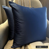 Navy Blue Slub Satin - Navy Blue Satin Throw Cushion Cover
