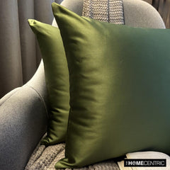 Olive Green Satin Throw Pillow Cover - Olive Green Slub Satin