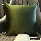 Olive Green Slub Satin - Olive Green Satin Throw Cushion Cover