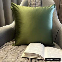 Olive Green Satin Throw Pillow Cover - Olive Green Slub Satin