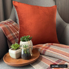 Orange Velvet Throw Cushion Cover - Velvet Orange Jules