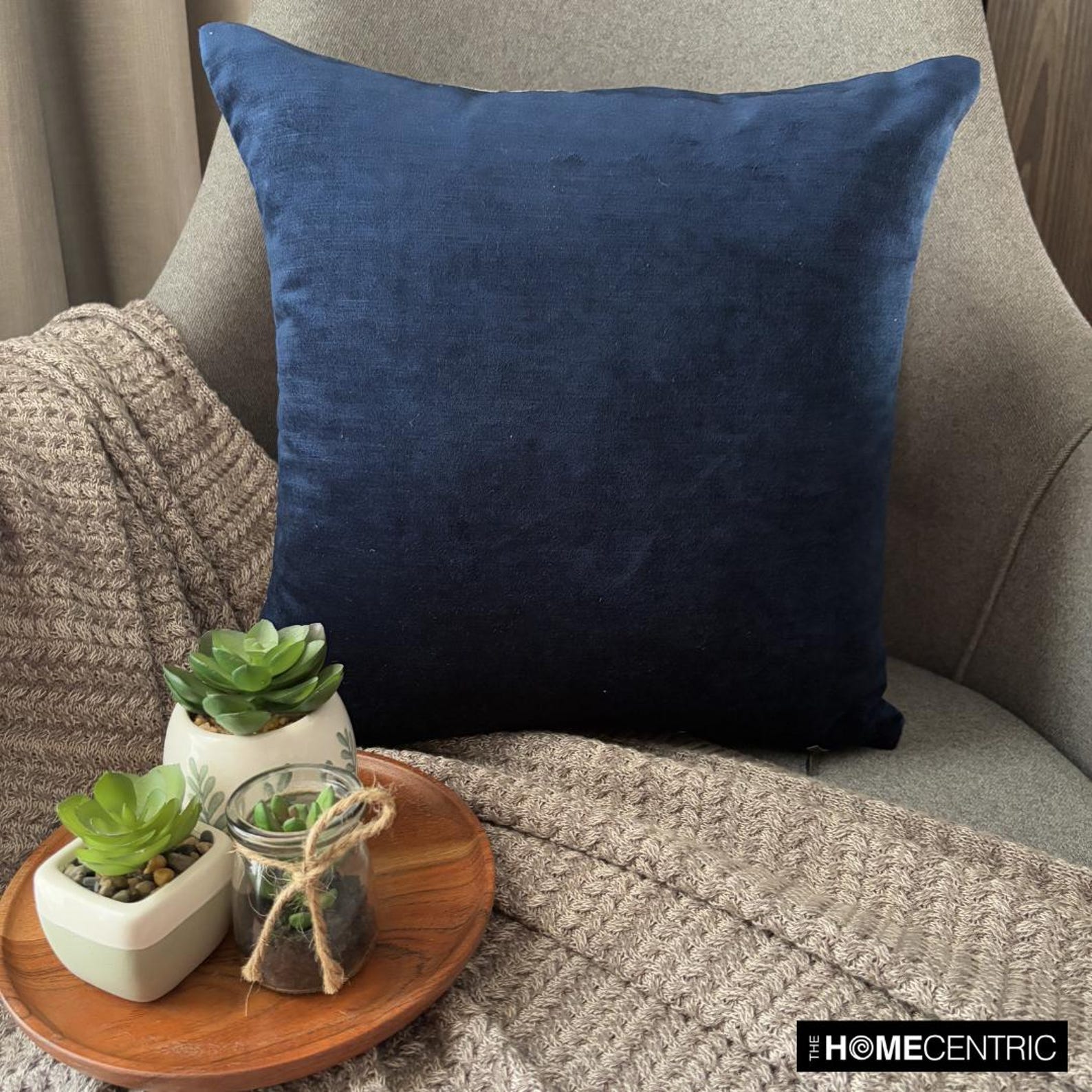 Velvet Blue Jules Throw Cushion Cover