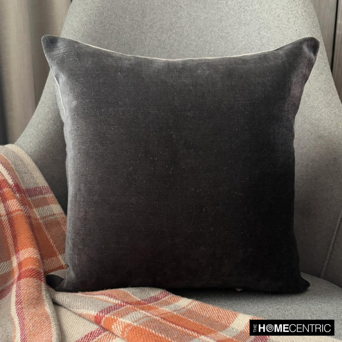 Velvet Grey Jules - Grey Velvet Decorative Euro Sham