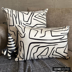 Black And White Cotton Throw Pillow Cover - Abstract Harmony