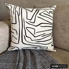 Black And White Cotton Throw Pillow Cover - Abstract Harmony