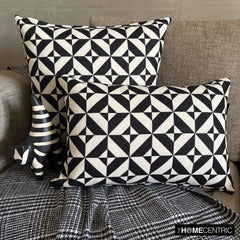 Black And White Cotton Throw Pillow Cover - Mono Illusion