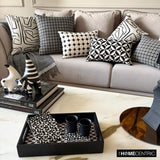 Velvet Strokes - Ivory Velvet Throw Cushion Cover