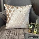 Rhombus Ivory - Ivory Velvet Throw Cushion Cover
