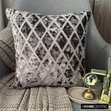 Rhombus Gray - Gray Velvet Throw Cushion Cover