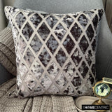 Rhombus Gray - Gray Velvet Throw Cushion Cover
