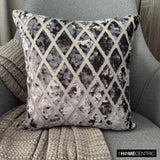Rhombus Gray - Gray Velvet Throw Cushion Cover