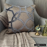 Ashen Interlock - Gray Velvet Throw Cushion Cover