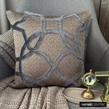 Ashen Interlock - Gray Velvet Throw Cushion Cover