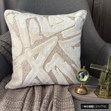 Velvet Strokes - Ivory Velvet Throw Cushion Cover