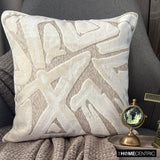 Velvet Strokes - Ivory Velvet Throw Cushion Cover