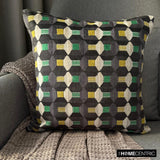 Green Shapes - Green Velvet Throw Cushion Cover