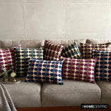 Green Shapes - Green Velvet Throw Cushion Cover