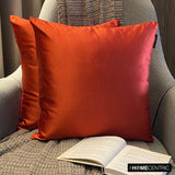 Rust Slub Satin - Rust Satin Throw Cushion Cover