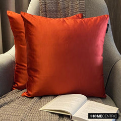 Rust Satin Throw Pillow Cover - Rust Slub Satin
