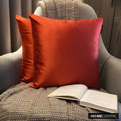 Rust Satin Throw Pillow Cover - Rust Slub Satin