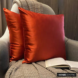 Rust Slub Satin - Rust Satin Throw Cushion Cover