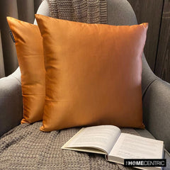 Orange Satin Throw Pillow Cover - Orange Slub Satin