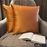Orange Slub Satin - Orange Satin Throw Cushion Cover