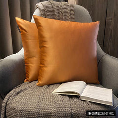 Orange Satin Throw Pillow Cover - Orange Slub Satin
