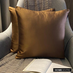 Brown Satin Throw Pillow Cover - Brown Slub Satin